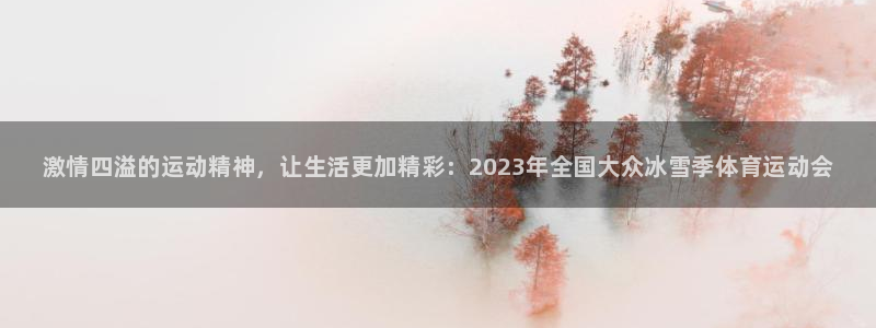 球速体育：激情四溢的运动精神，让生活更加精彩：2023年全国大众冰雪季体育运动会